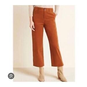 Garnet Hill Women's Size‎ 14 Rust Lightweight Corduroy Ankle Crop Wide Leg Pants